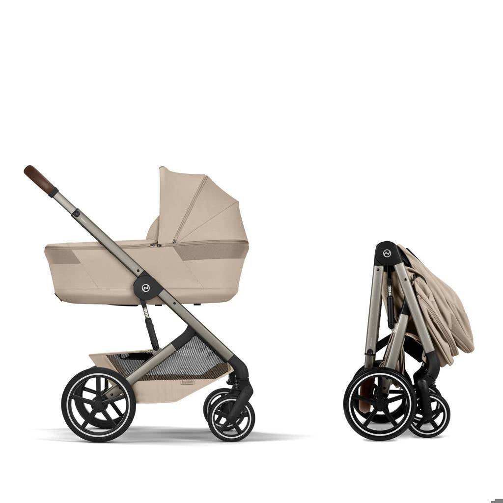Cybex® Balios S Lux Stroller with Fold Cot 2-in-1 Almond Beige (Taupe Frame)