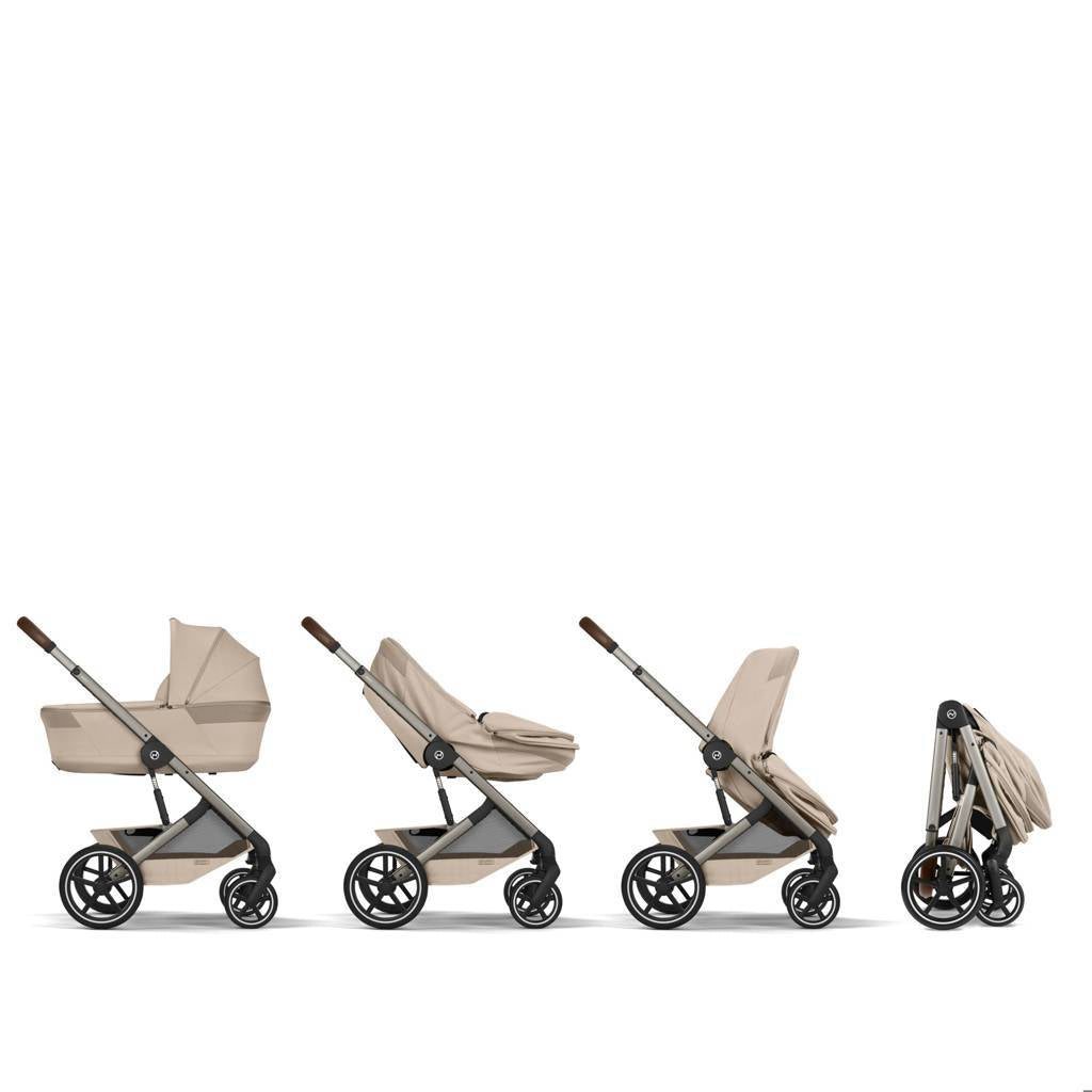 Cybex® Balios S Lux Stroller with Fold Cot 2-in-1 Almond Beige (Taupe Frame)