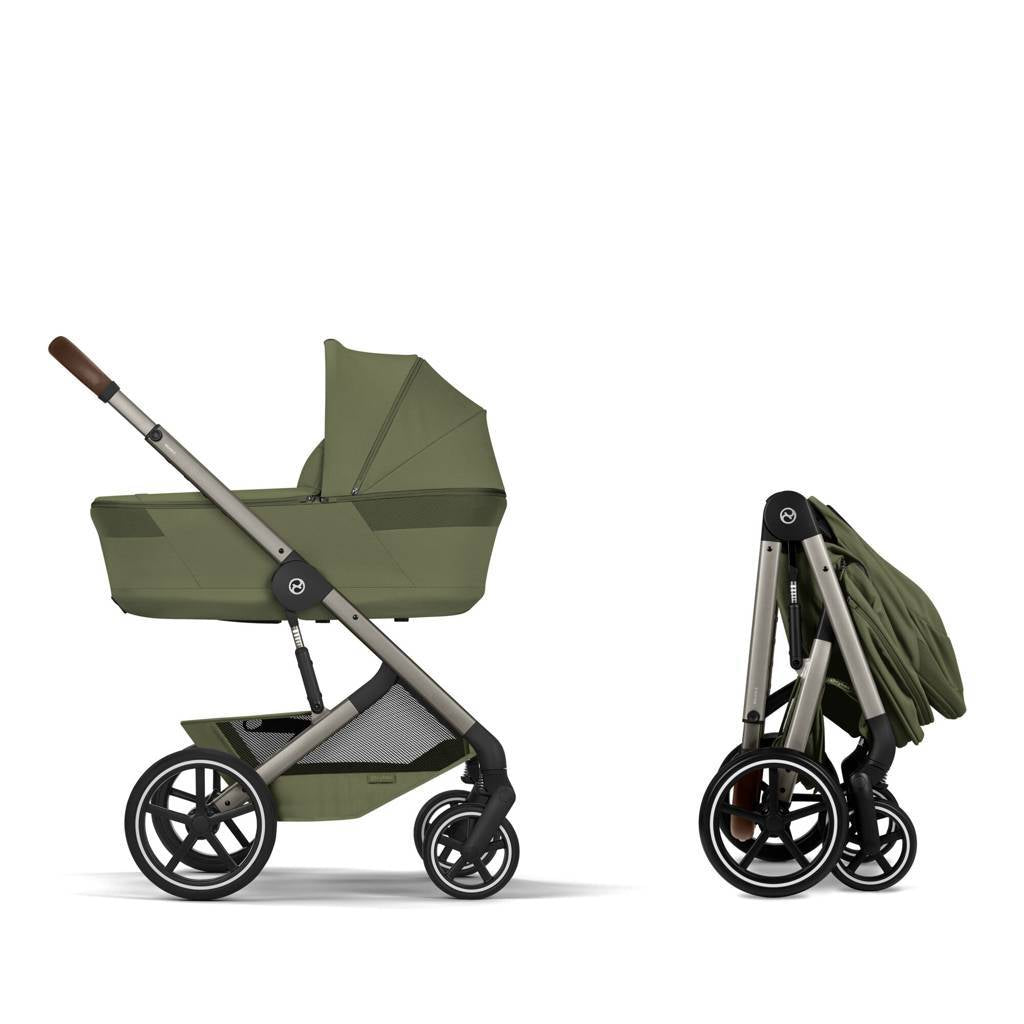 Cybex® Balios S Lux Stroller with Fold Cot 2-in-1 Moss Green (Taupe Frame)