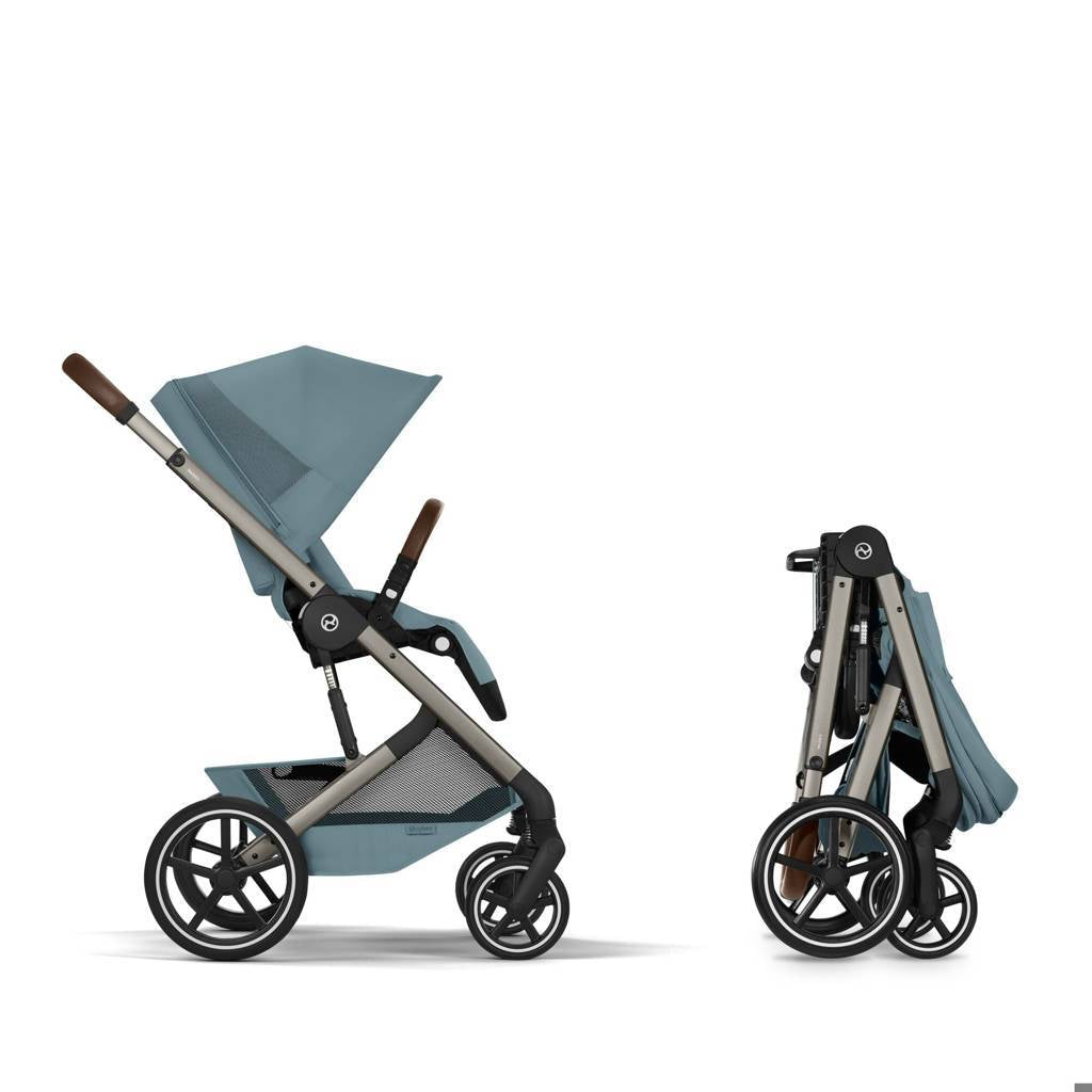 Cybex® Balios S Lux Stroller with Fold Cot 2-in-1 Stormy Blue (Taupe Frame)
