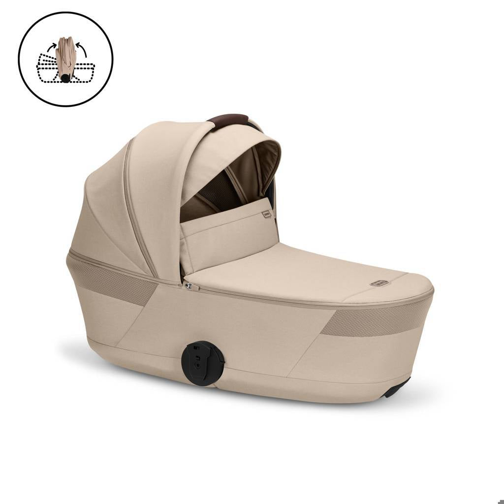 Cybex® Balios S Lux Stroller with Fold Cot 2-in-1 Almond Beige (Taupe Frame)