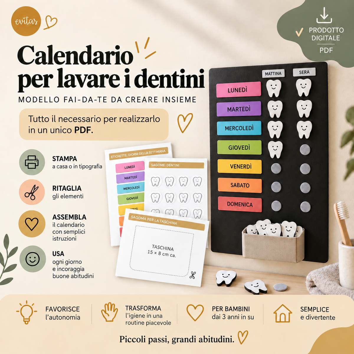 Calendario per lavare i dentini – Modello "Fai da te" per bambini