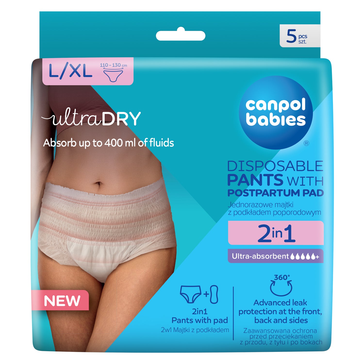 Canpol babies® 2in1 ultra absorbent postpartum pants with pad L/XL 5 pcs