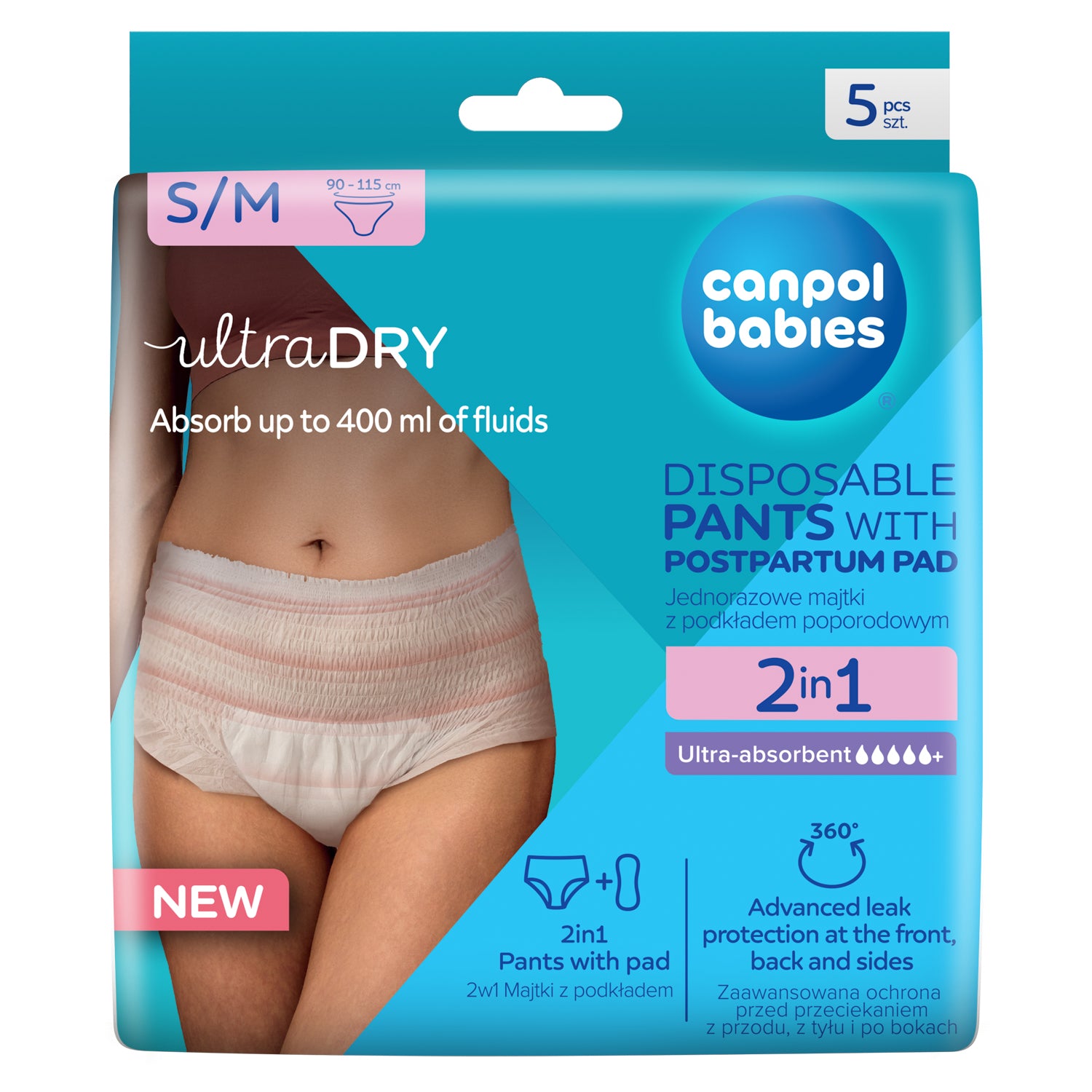 Canpol babies® 2in1 ultra absorbent postpartum pants with pad S/M 5 pcs