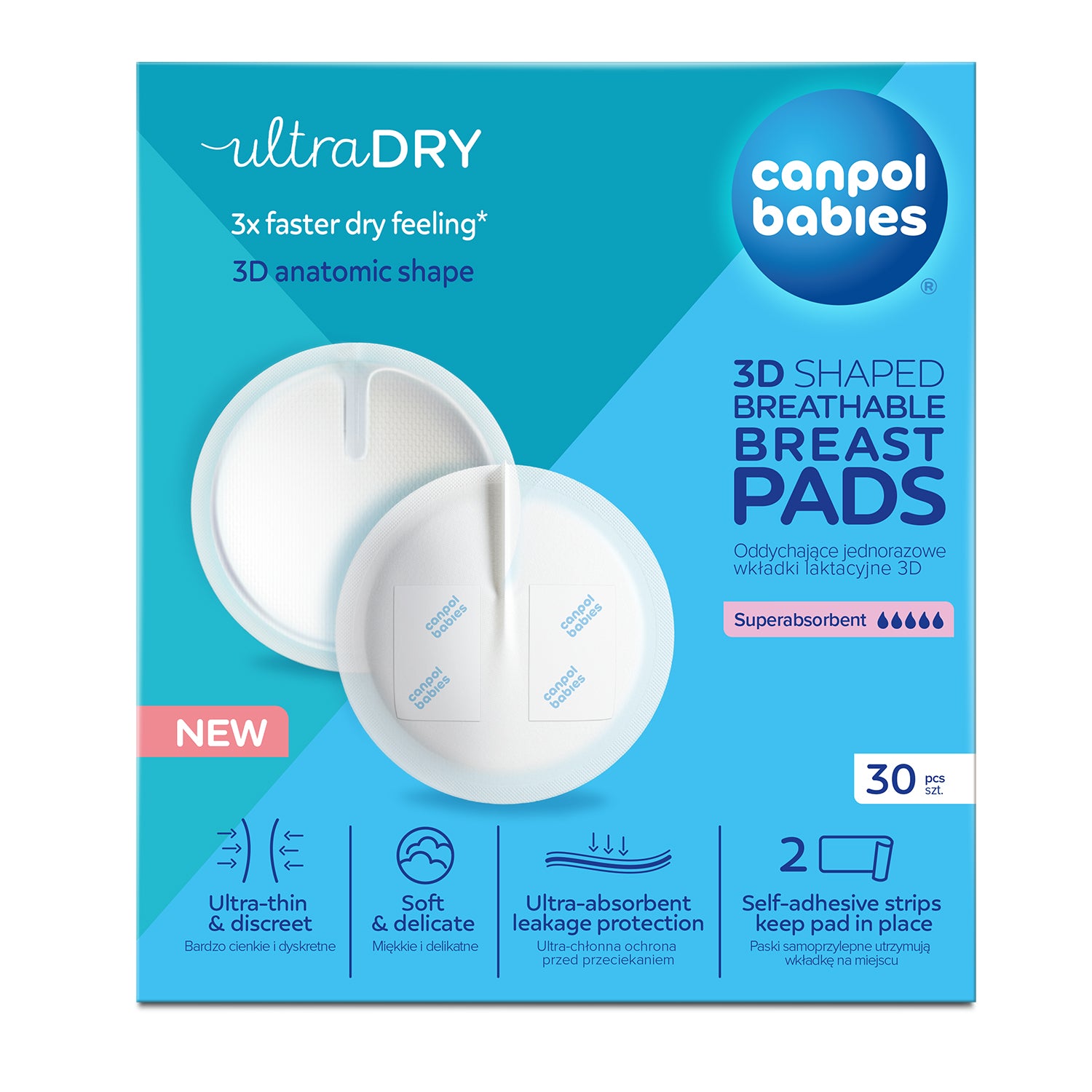 Canpol babies® 3D Anatomically shaped breast pads 30 pcs White