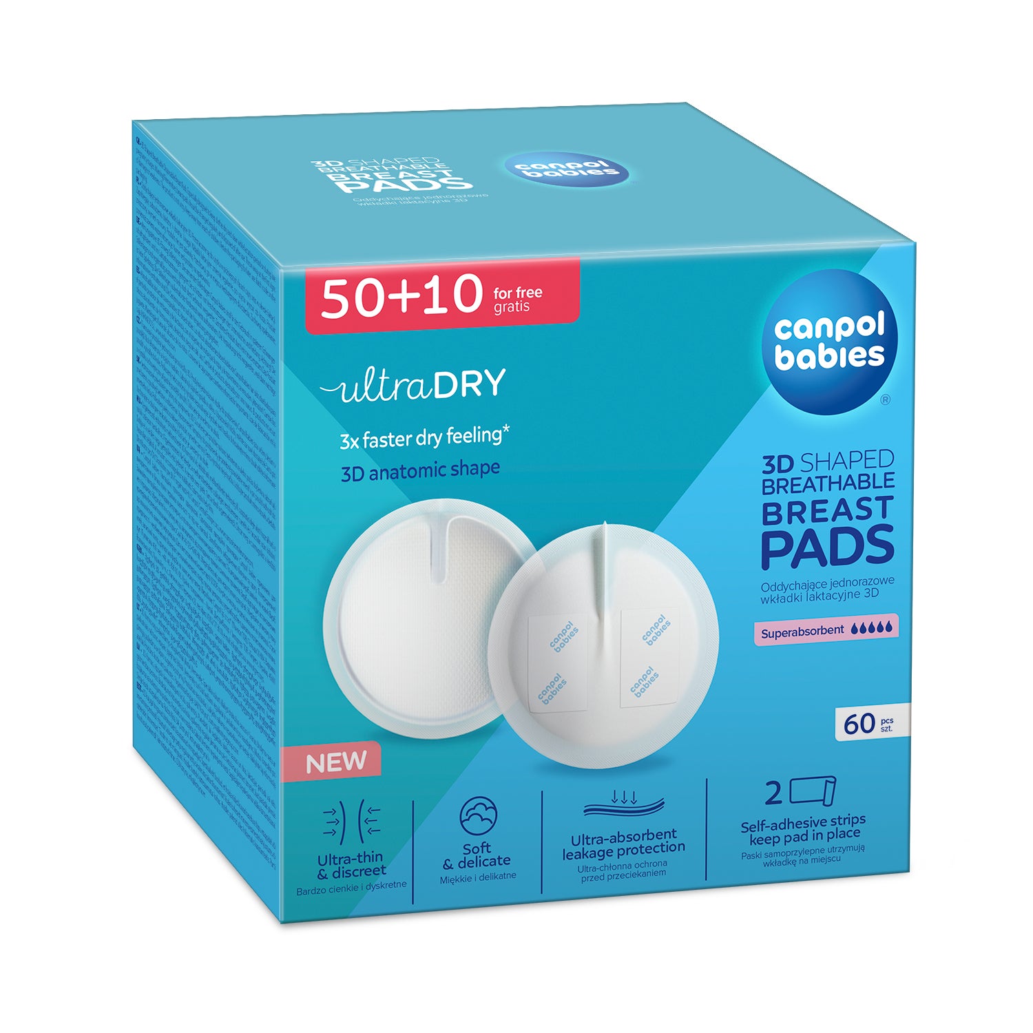 Canpol babies® 3D Anatomically shaped breast pads 60 pcs White