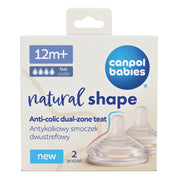 Canpol babies® Anti-colic succhietto in silicone a due zone Natural Shape 12m+ 2 pz