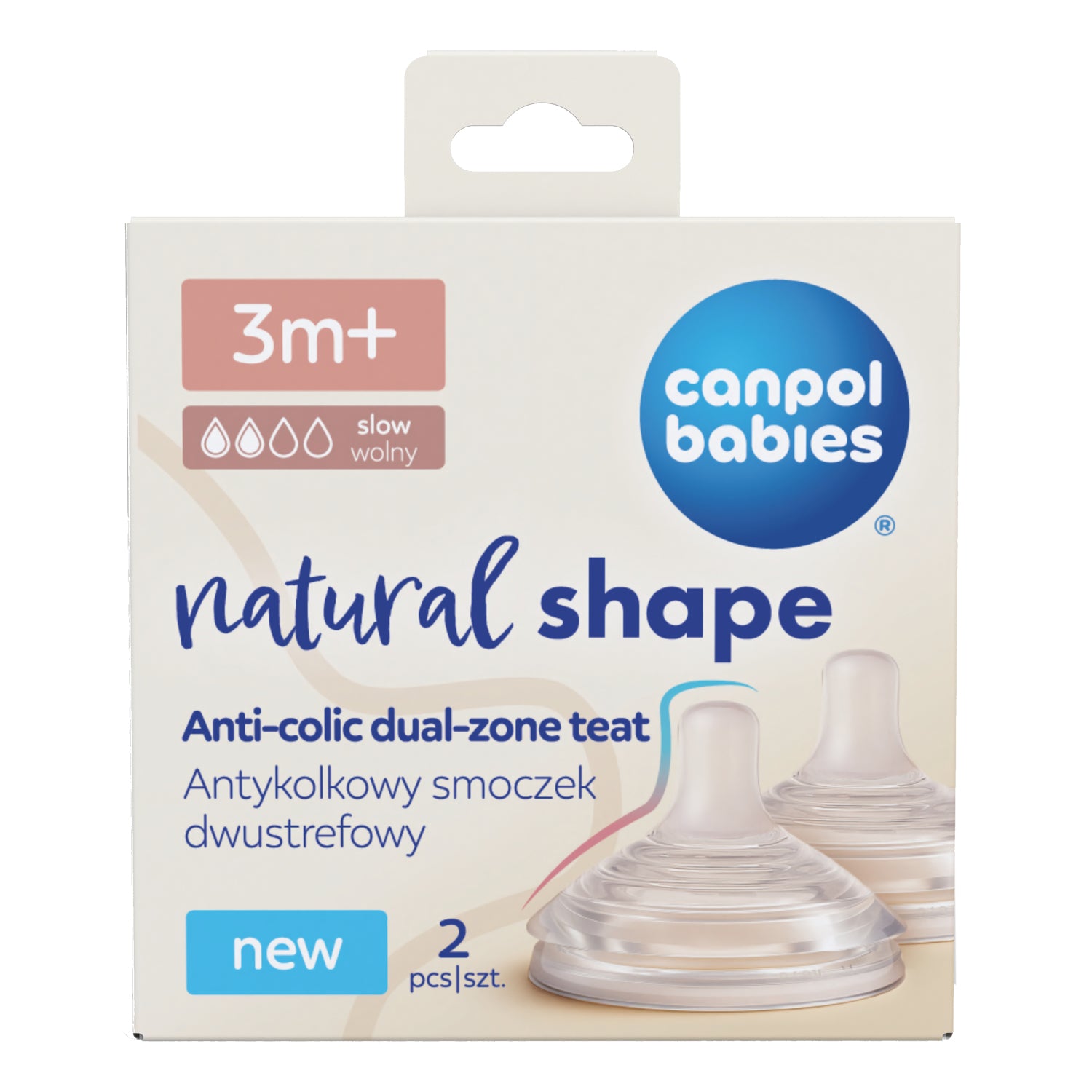 Canpol babies® Ciuccio in silicone anti-colica a due zone Natural Shape 3m+ 2 pz