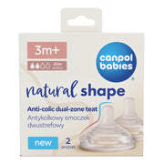 Canpol babies® Ciuccio in silicone anti-colica a due zone Natural Shape 3m+ 2 pz