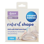 Canpol babies® Ciuccio in silicone anti-colica a due zone Natural Shape 6m+ 2 pz