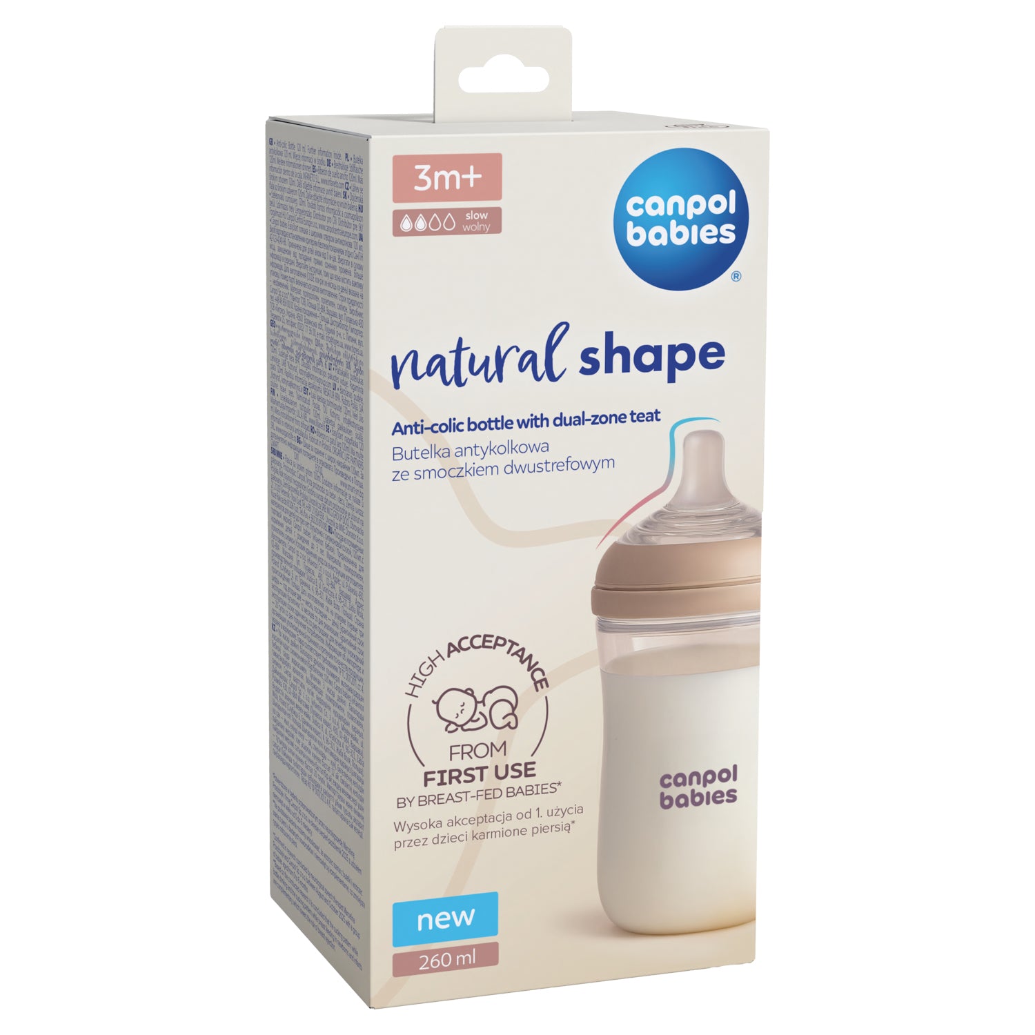 Canpol babies® Anti-colic bottle with dual-flow teat Natural Shape 260ml