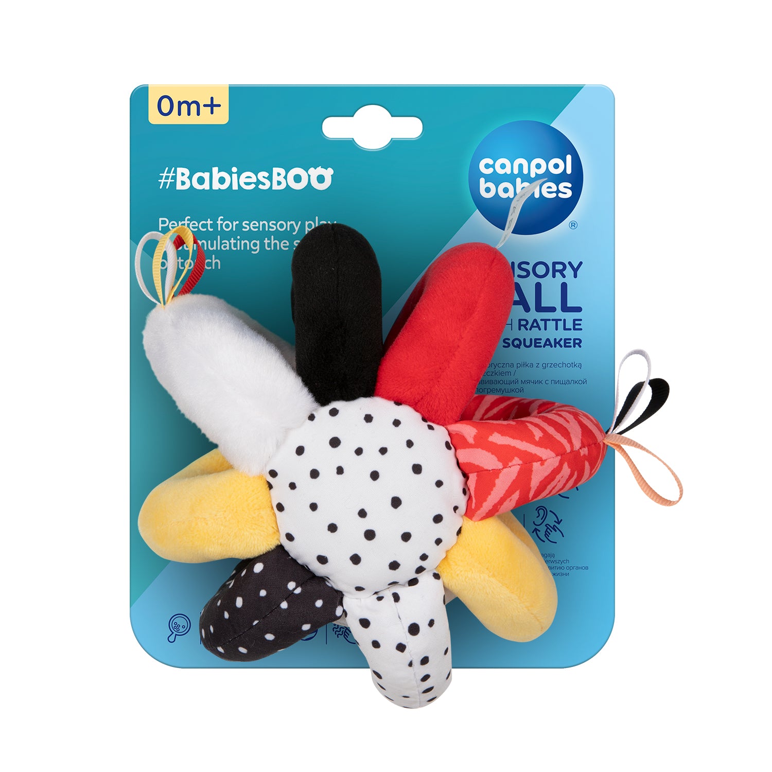 Canpol babies® Pallina morbida sensoriale con sonaglio e squittio BabiesBoo