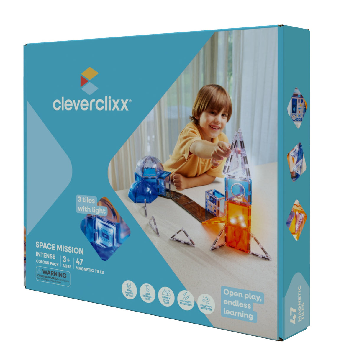 Cleverclixx® Magnetne ploščice Space Mission Pack 47 kos