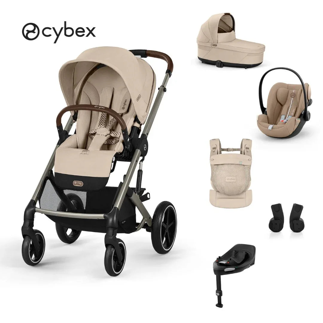 Cybex® Otroški voziček 4v1 Balios S Lux + Nosilka Amya + Avtosedež Cloud G + IsoFix baza G Almond Beige Cybex