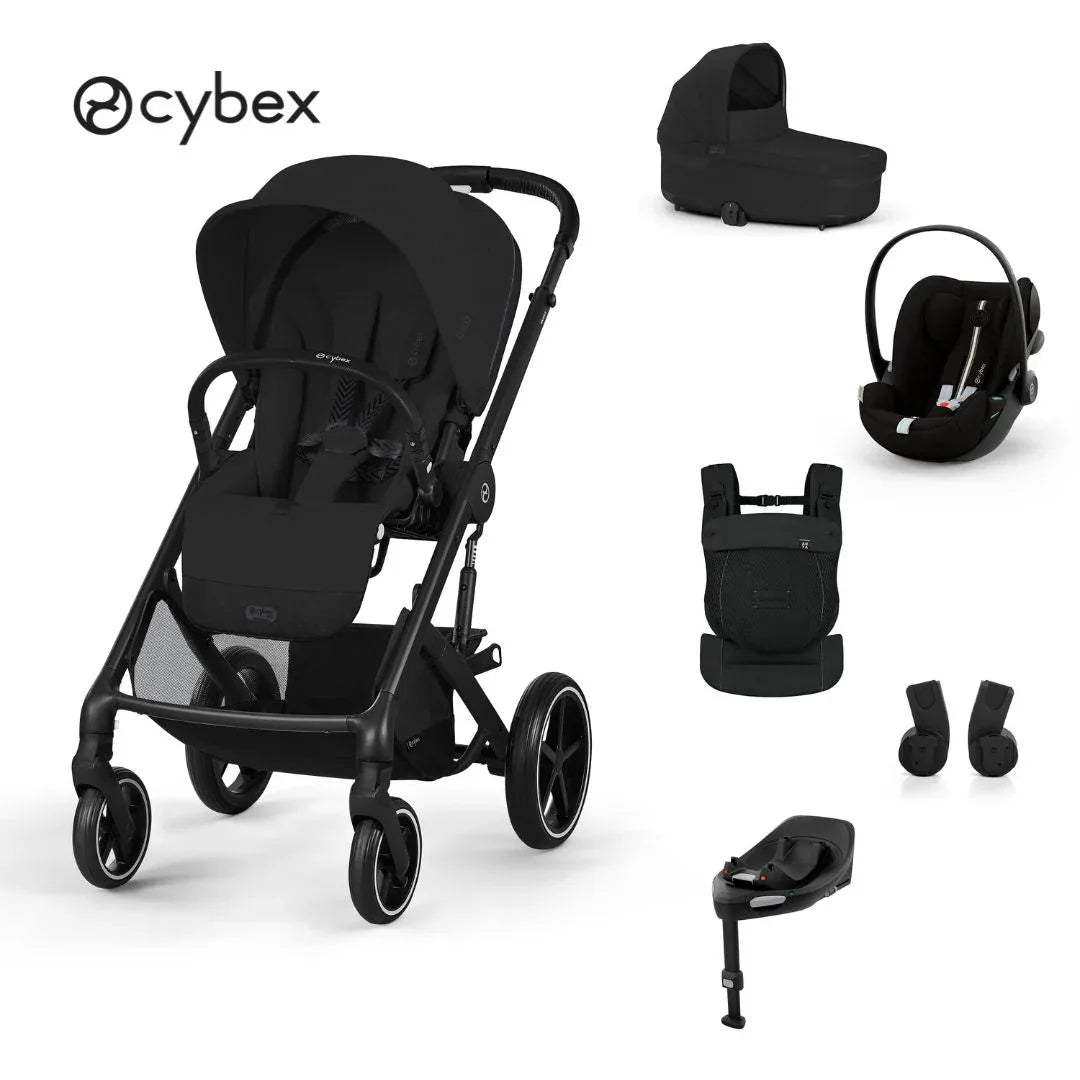 Cybex® Otroški voziček 4v1 Balios S Lux + Nosilka Amya + Avtosedež Cloud G + IsoFix baza G Moon Black Cybex