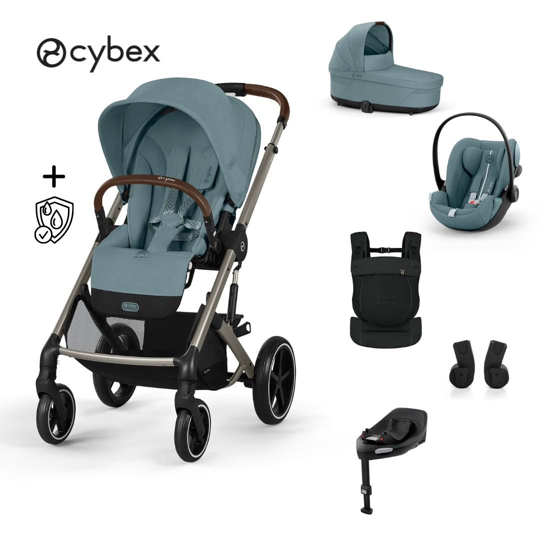 Cybex® Otroški voziček 4v1 Balios S Lux + Nosilka Amya + Avtosedež Cloud G + IsoFix baza G Stormy Blue (+ Rain cover) Cybex