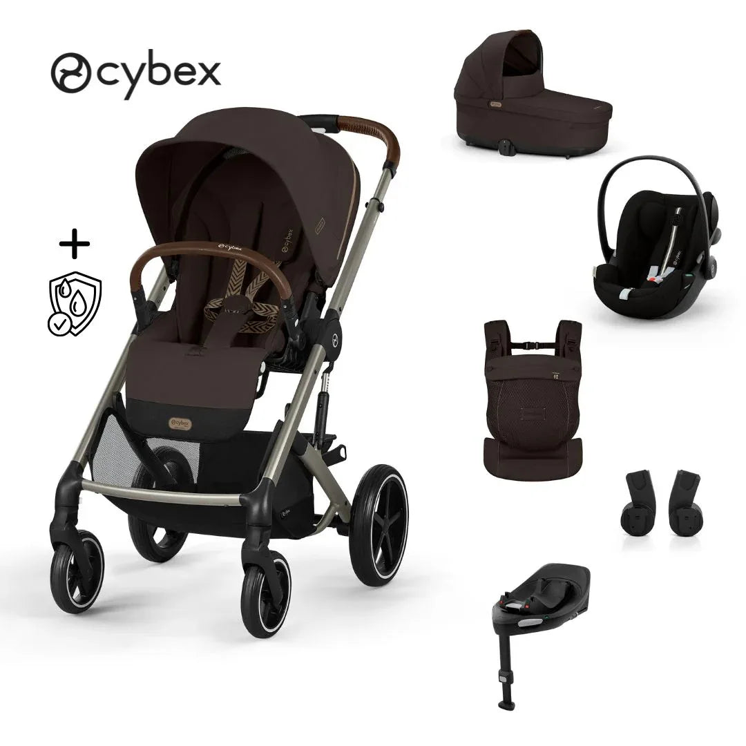 Cybex® Otroški voziček 4v1 Balios S Lux + Nosilka Amya + Avtosedež Cloud G + IsoFix baza G Chocolate Brown (+ Rain cover) Cybex
