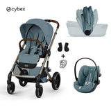 Cybex® Wózek dziecięcy ze składaną gondolą 3w1 Balios S Lux + Fotelik samochodowy Cloud G3 Stormy Blue (+ Rain cover)