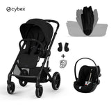 Cybex® Baby Stroller with Foldable Basket 3in1 Balios S Lux + Cloud G3 Moon Black Car Seat (+ Rain Cover)