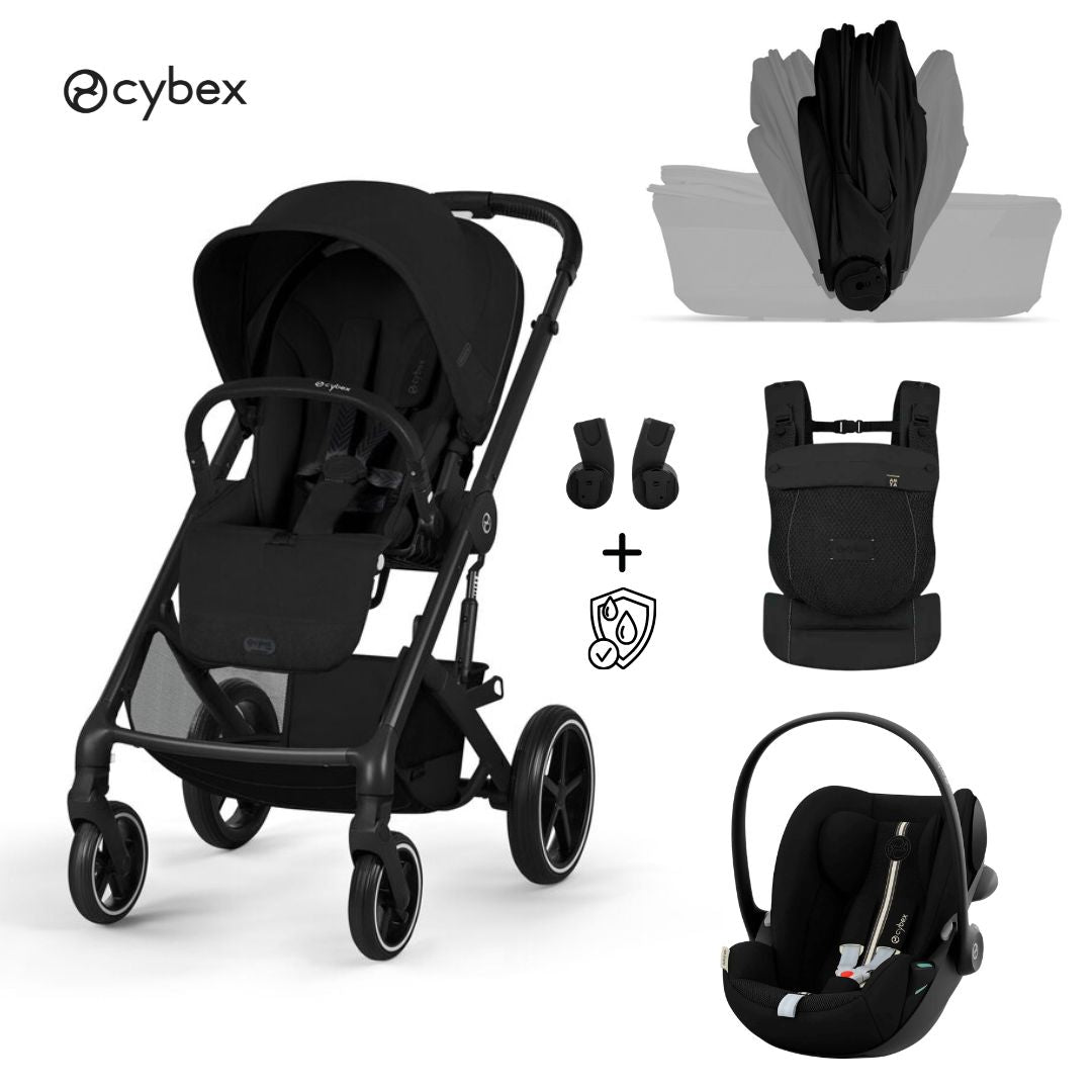 Cybex® 3-in-1 Baby Stroller with Foldable Bassinet Balios S Lux + Amya Carrycot + Cloud G3 Car Seat Moon Black (+ Rain cover)
