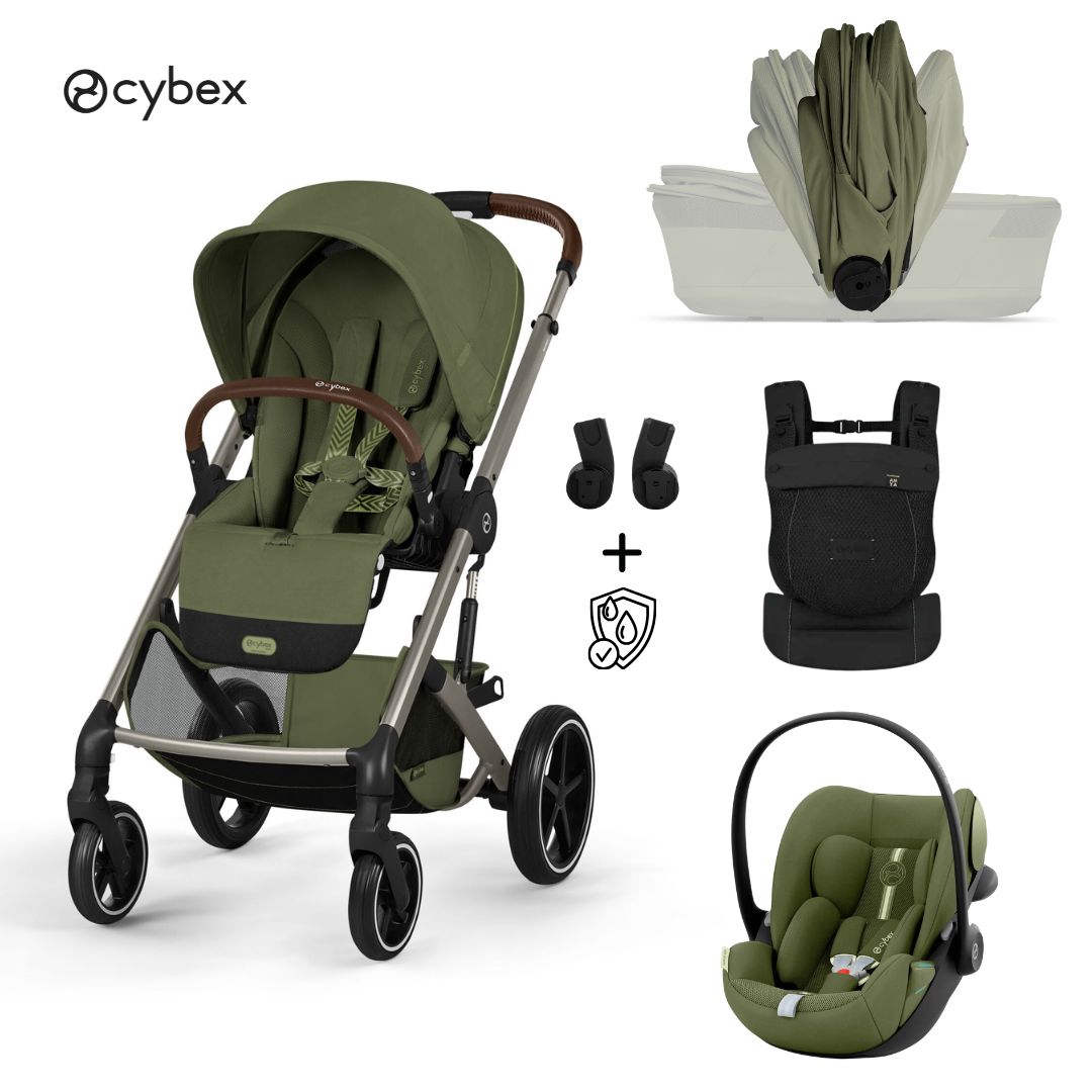 Cybex® 3-in-1 Stroller with Foldable Bassinet Balios S Lux + Amya Carrycot + Cloud G3 Car Seat Moss Green (+ Rain cover)