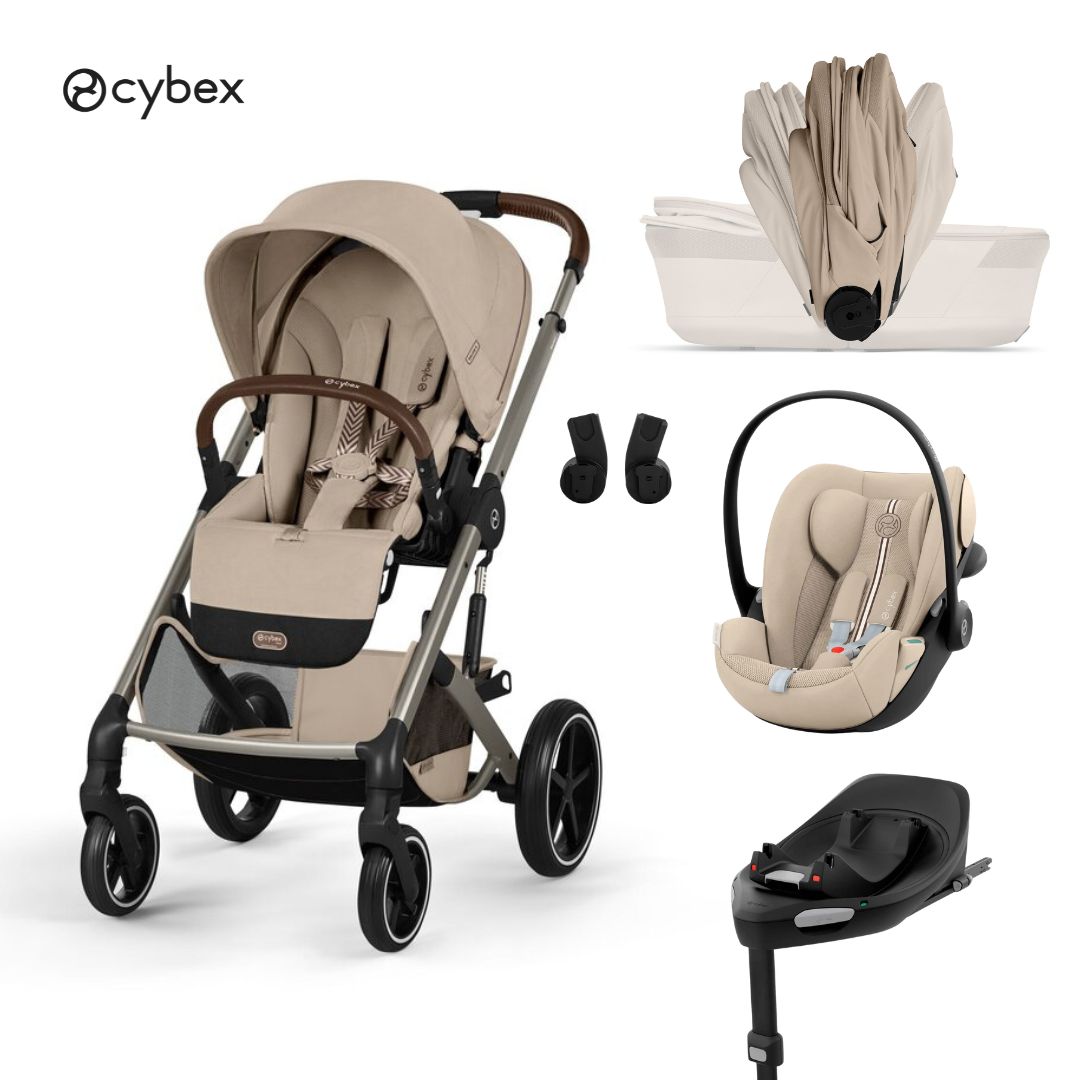 Cybex® Passeggino con navicella pieghevole 4in1 Balios S Lux + Seggiolino auto Cloud G3 + Base IsoFix G3 Almond Beige
