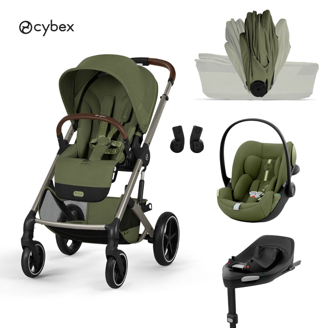 Cybex® Passeggino con navicella pieghevole 4in1 Balios S Lux + Seggiolino auto Cloud G3 + Base IsoFix G3 Moss Green
