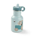 Done by Deer® Kovová lahvička se slámkou Tiny farm Blue 350 ml