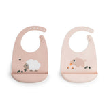 Done by Deer® Set of 2 Silicone Bibs Tiny farm Powder