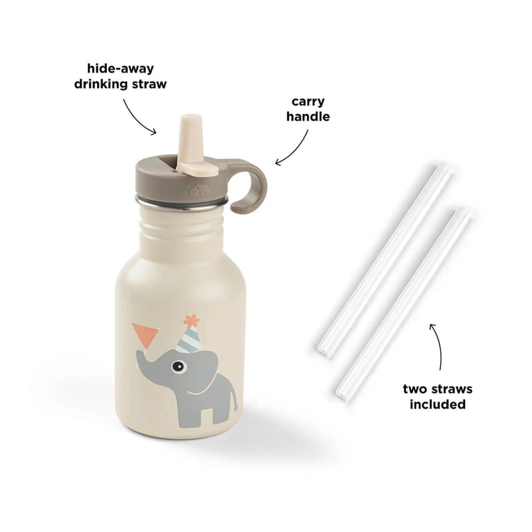 Done by Deer® Kovinska steklenička s slamico Celebration Sand 350 ml Done by Deer