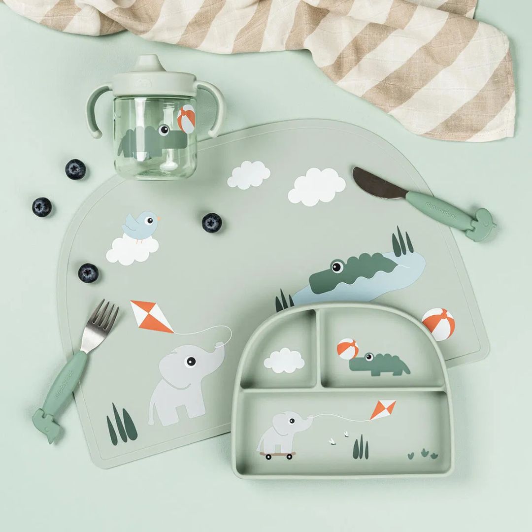 Done by Deer® Lonček s pokrovčkom in ročaji Playground Green Done by Deer