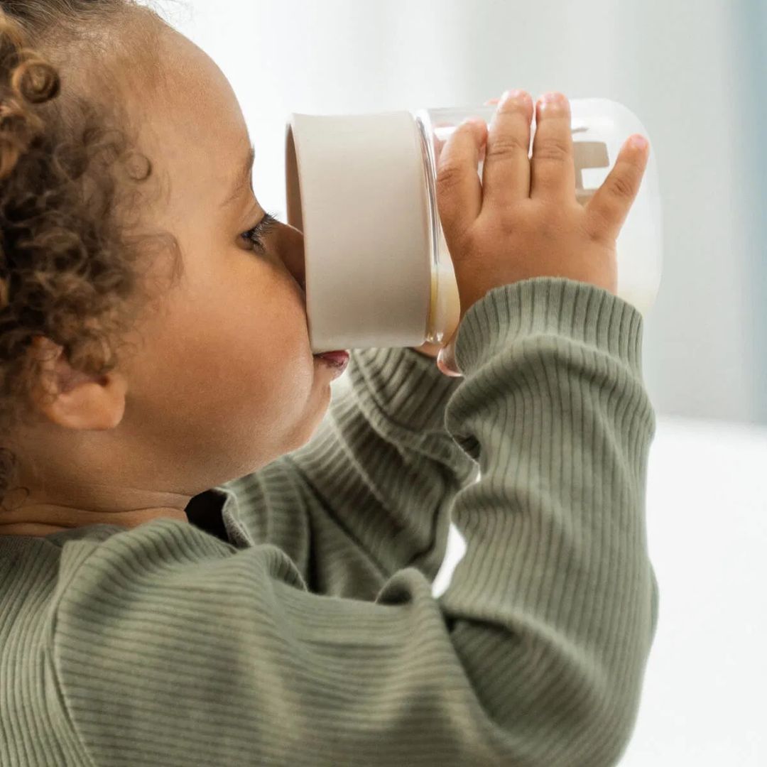 Done by Deer® Lonček za učenje pitja 360° Tiny farm Blue Done by Deer