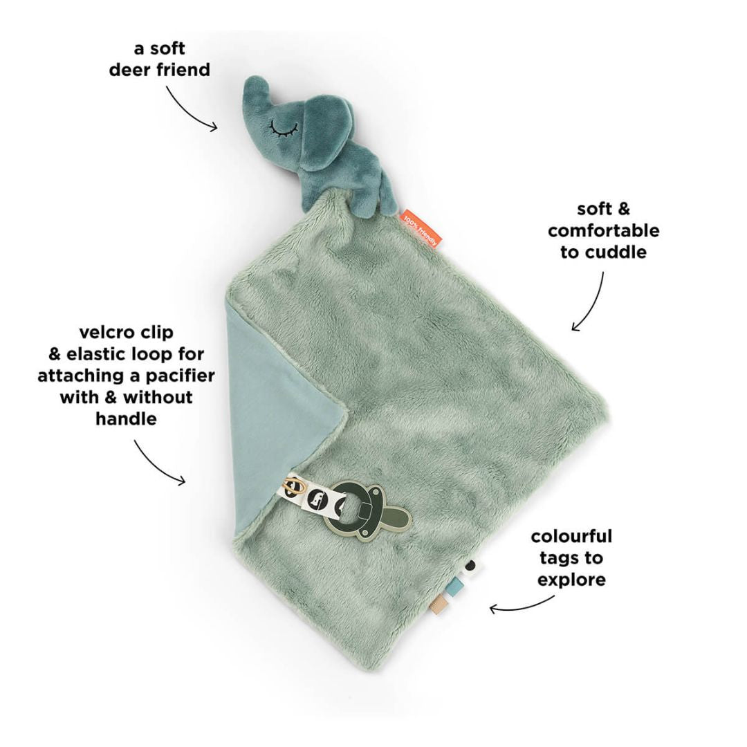 Done by Deer® Ninica s priponko za dudo prijatelj Elphee Blue Done by Deer