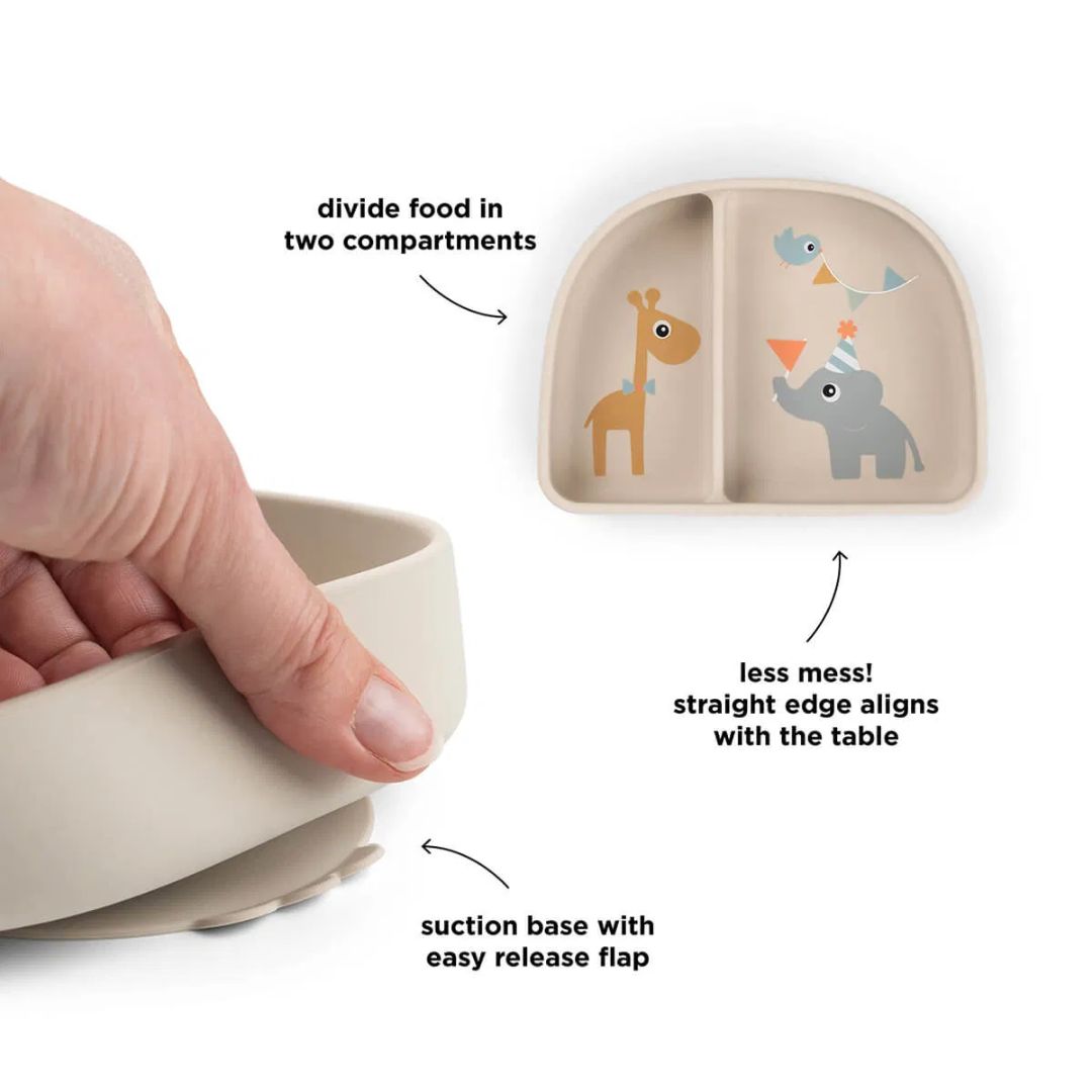 Done by Deer® Otroška deljena skledica Stick&Stay Celebration Sand Done by Deer