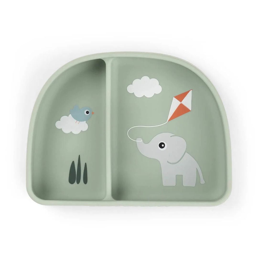 Done by Deer® Otroška deljena skledica Stick&Stay Playground Green Done by Deer