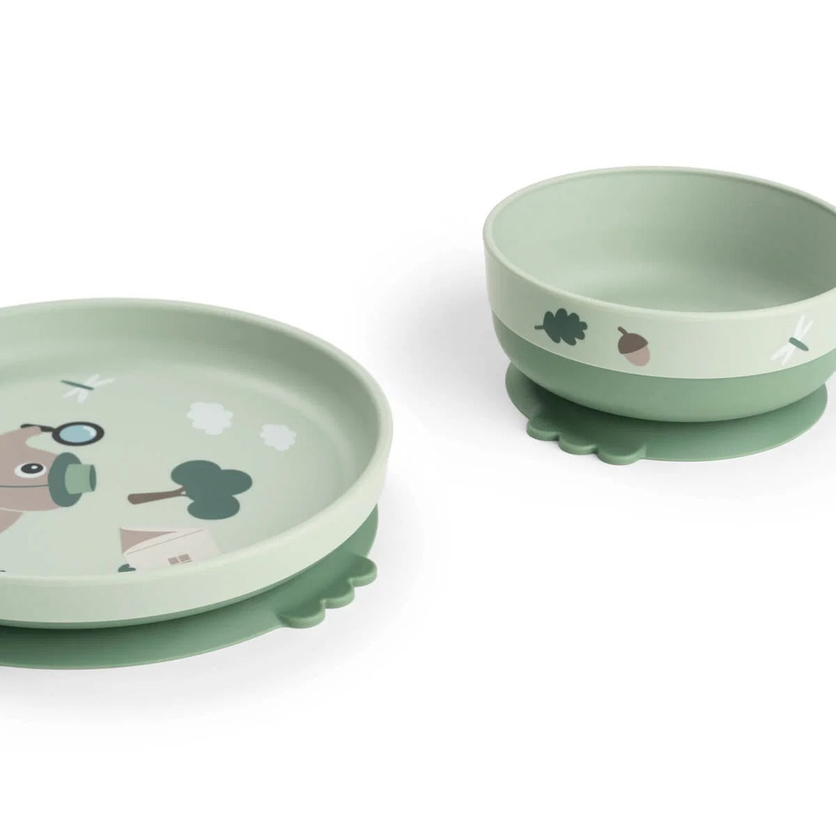 Done by Deer® Prvi jedilni set Foodie s 360° skodelico Tiny trails Green – slika 2