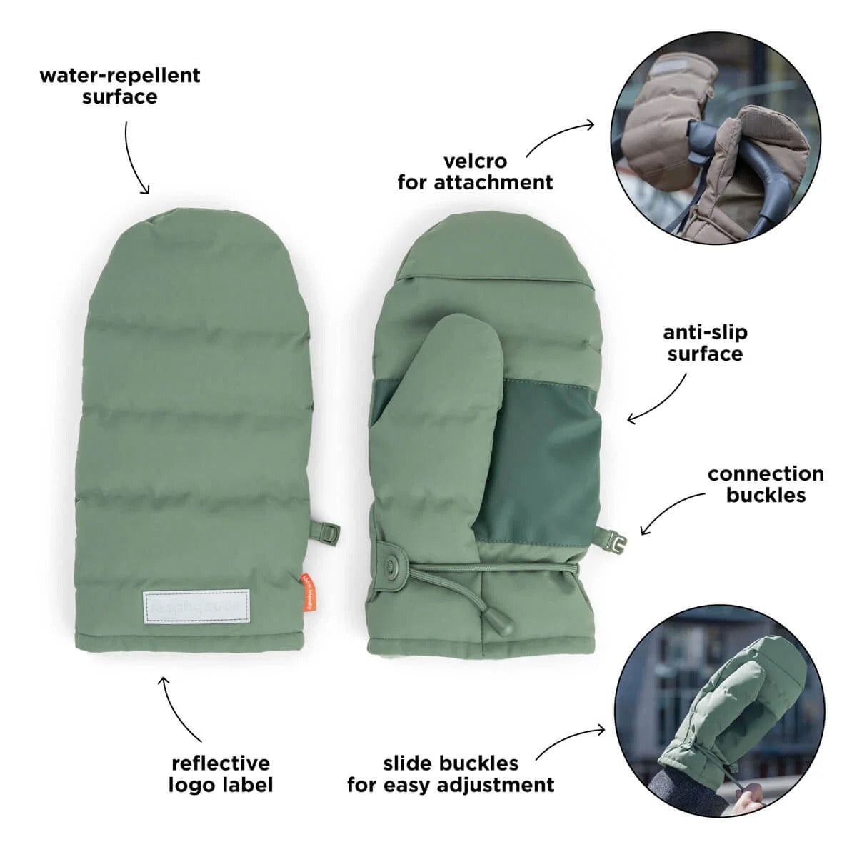 Done by Deer® Stroller mittens Green – slika 4