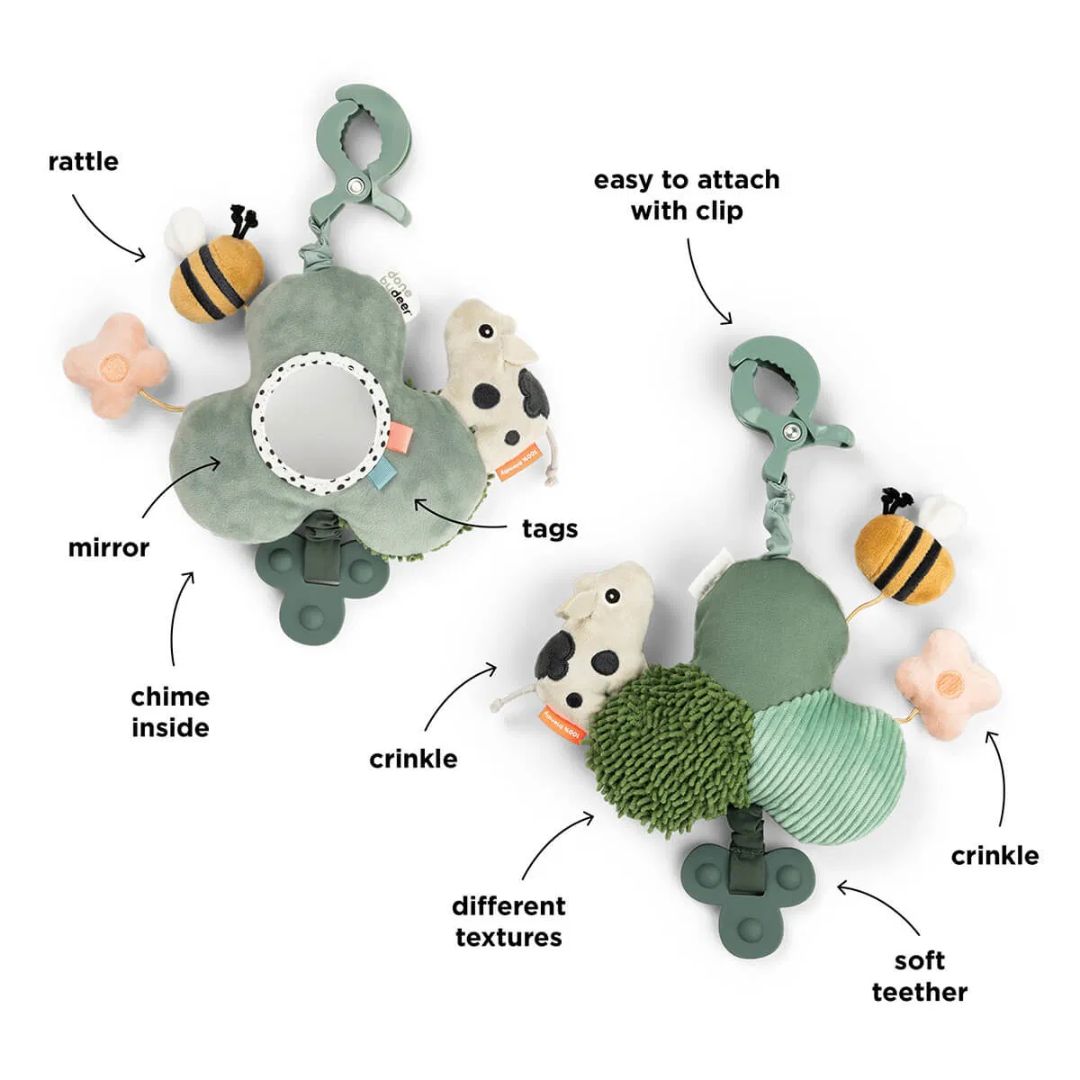 Done by Deer® Senzorična igračka za na pot Tiny farm Green Done by Deer