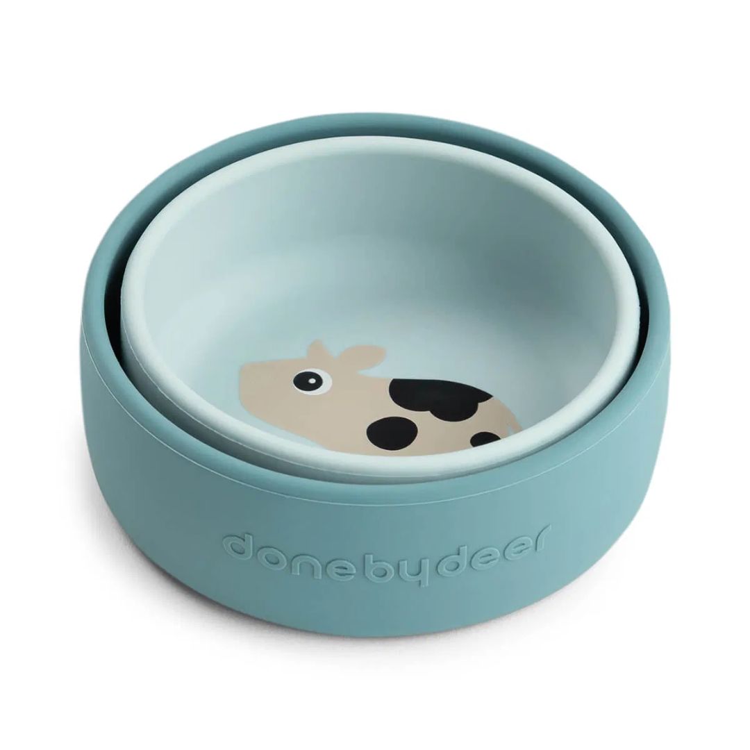 Done by Deer® Silikonska skledica Dotti Blue 2 kosa Done by Deer