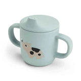 Done by Deer® Tazza in silicone con coperchio e manici Tiny Farm Blue