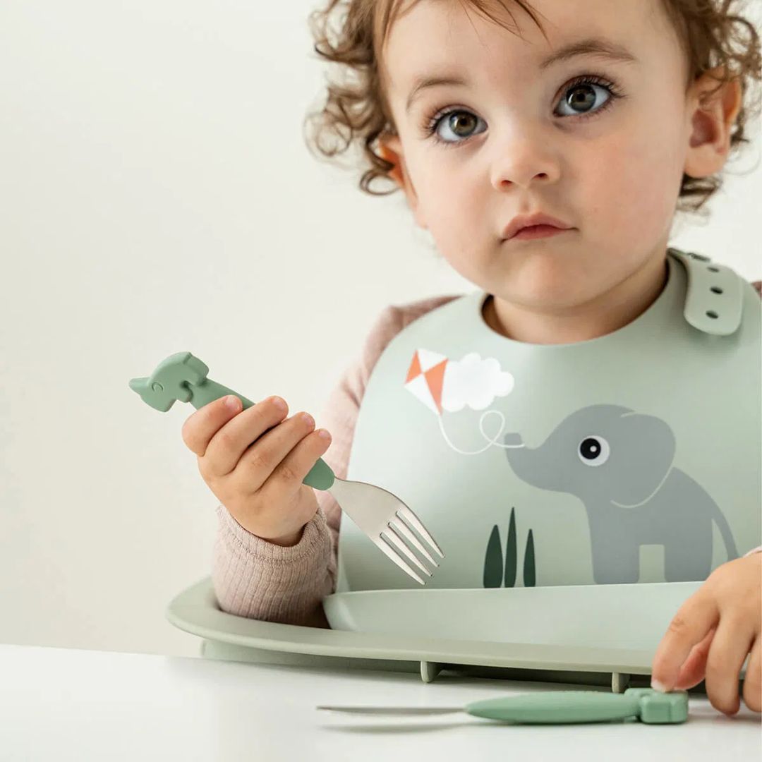 Done by Deer® Silikonski slinček Playground Green Done by Deer