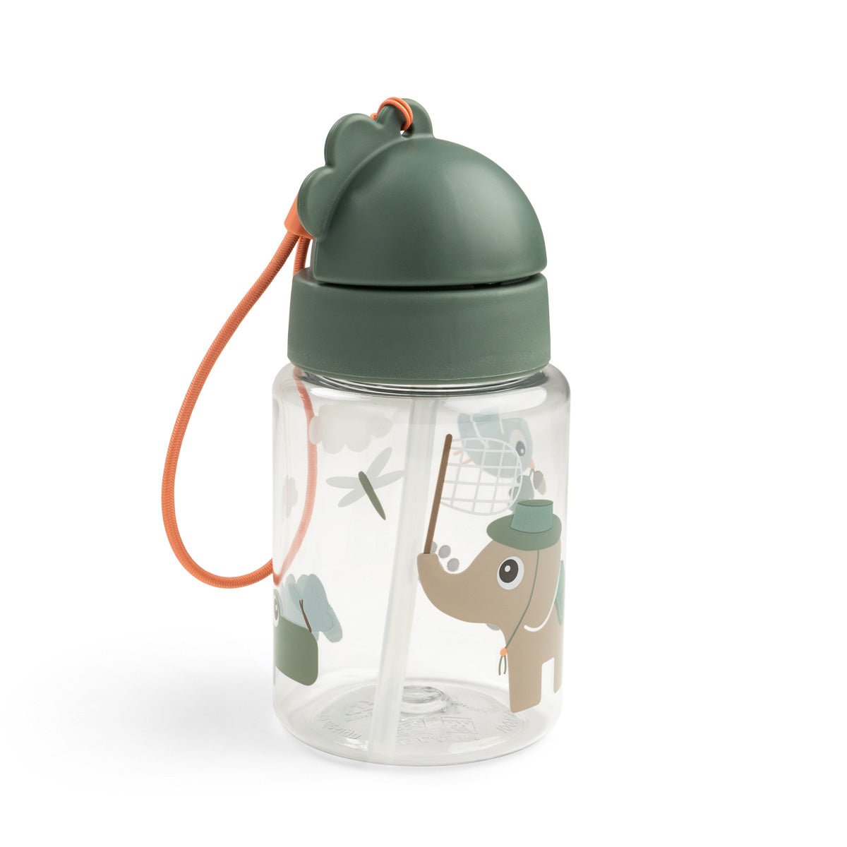 Done by Deer® Steklenička s slamico Tiny trails Green 280 ml Done by Deer