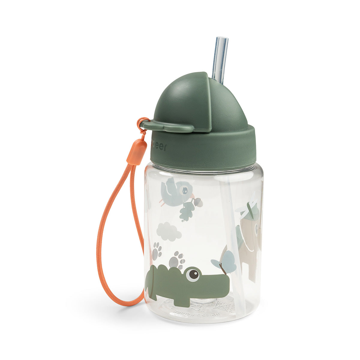 Done by Deer® Steklenička s slamico Tiny trails Green 280 ml Done by Deer