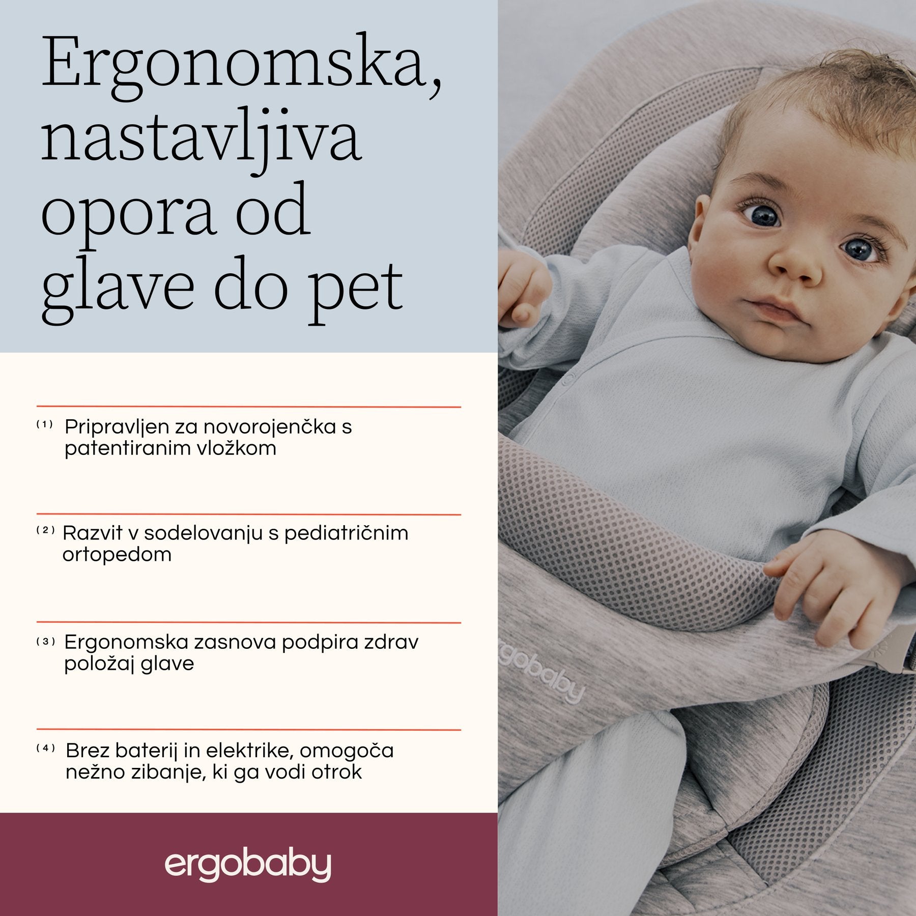 Ergobaby® Evolve Bouncer 3v1 Cream