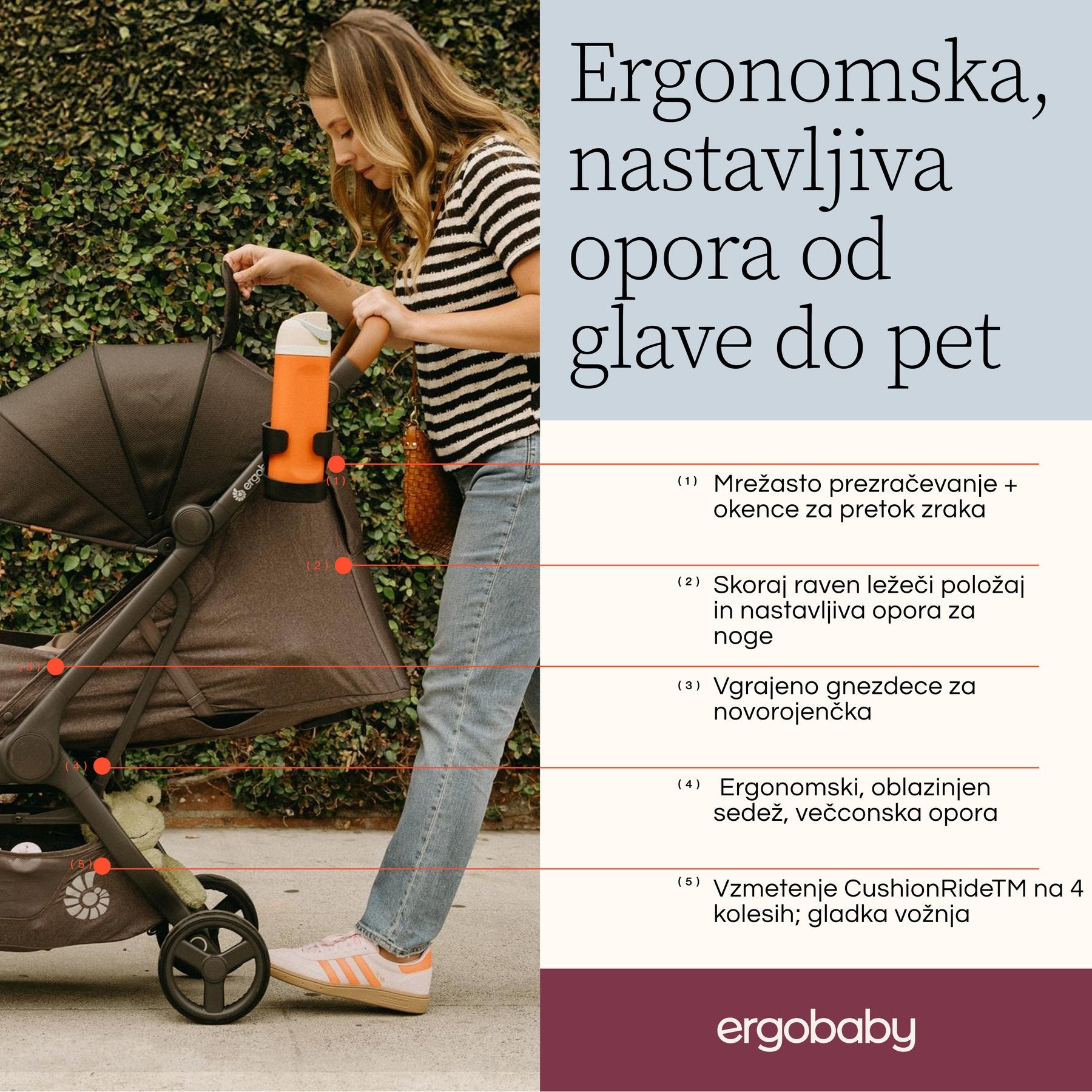 Ergobaby® Poussette compacte Metro 3 Deluxe Camel