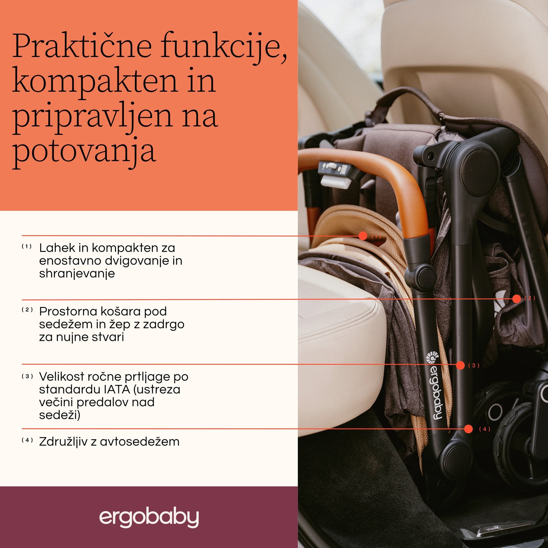 Ergobaby® Poussette compacte Metro 3 Deluxe Camel