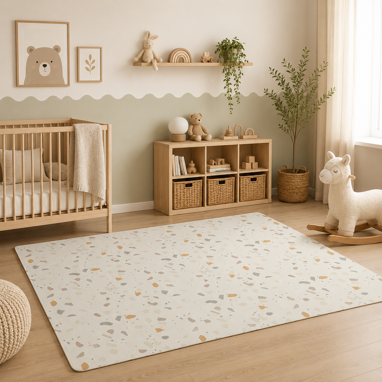 Evibell® Double-sided TPU Foam Play Mat 140x200 Confetti/Terracotta