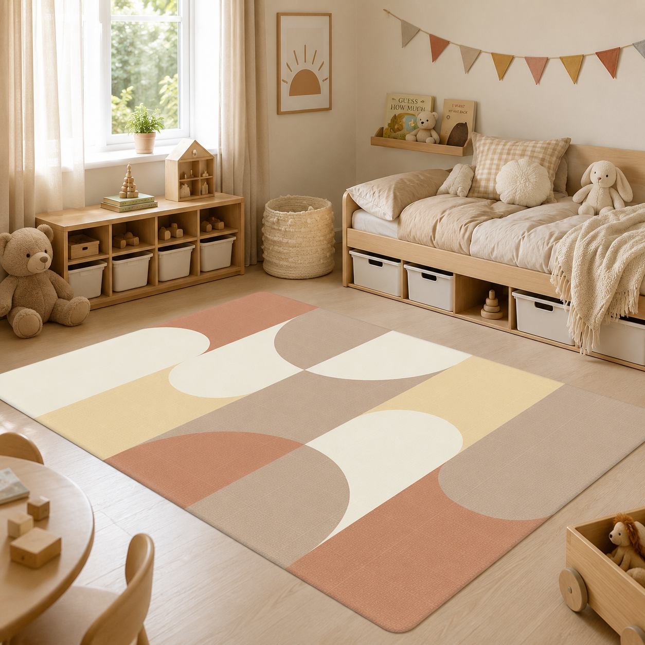 Evibell® Obojestranska igralna podloga iz TPU pene 140x200 Confetti/Terracotta