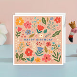 Čestitka s kuvertom 10,5x10,5 cm Happy Birthday Flower