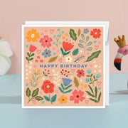 Čestitka s kuvertom 10,5x10,5 cm Happy Birthday Flower OTHR